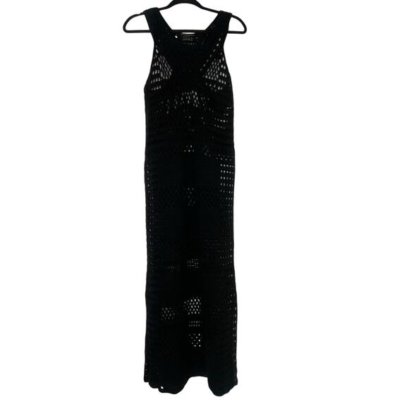 AllSaints Column Black Maxi Dress Hand Crochet 100% Cotton Size US 6/ UK 10 - Picture 1 of 12